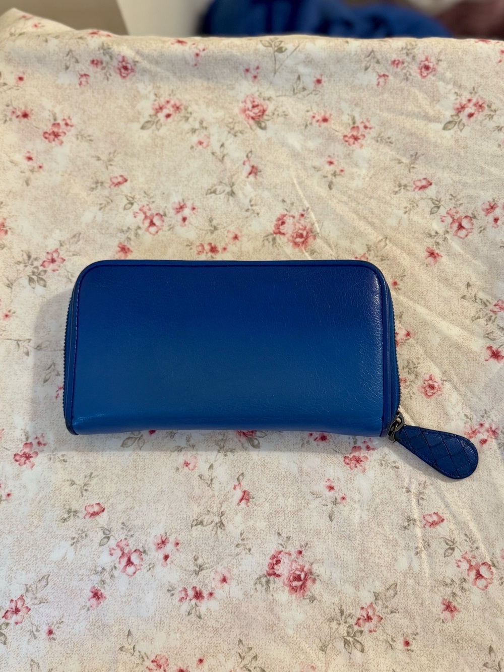 Bottega Veneta Royal Blue Zip Leather Long Wallet Authentic